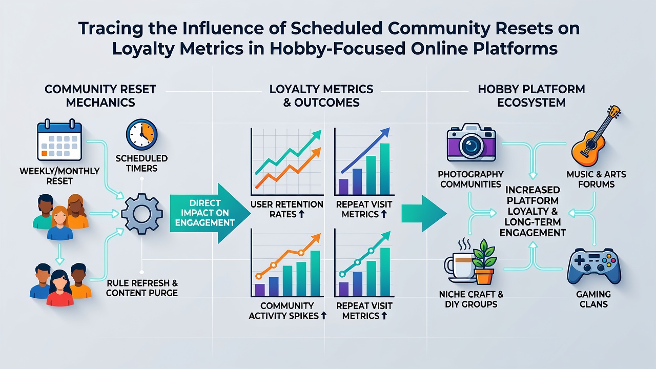 Analytics dashboard displaying loyalty metric trends after a community reset in an online hobby group